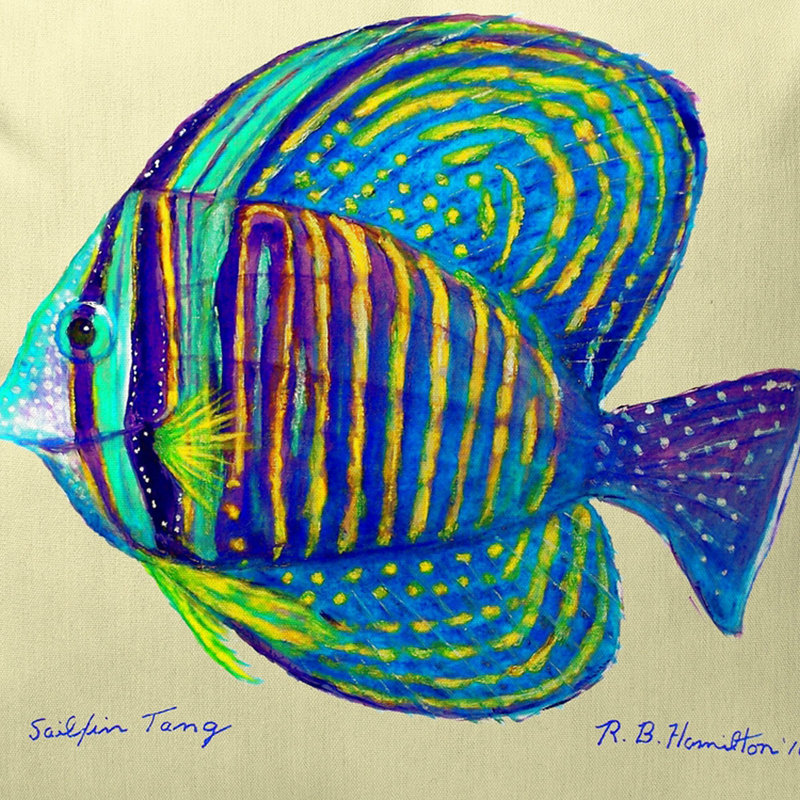 Sailfin Tang Outdoor Pillow Cover & Insert, Small, Beige