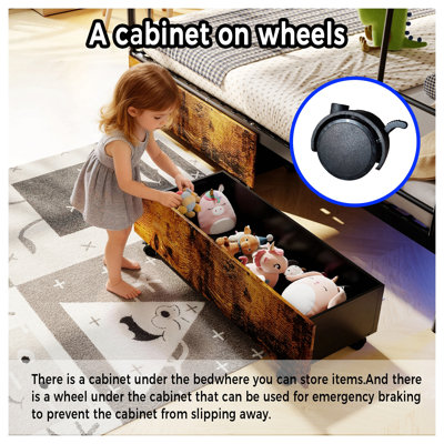 Bunk Bed With Usb Charging Station, Able To Split, Metal Bunk Bed, Storage Space, Bed With Safety Guardrail & Ladders