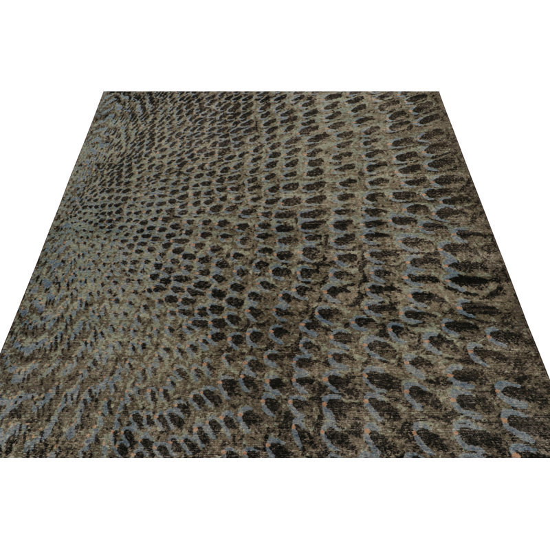 Distressed Homage Hand Knotted Wool Geometric Area Rug, Rectangle 12' x 18'