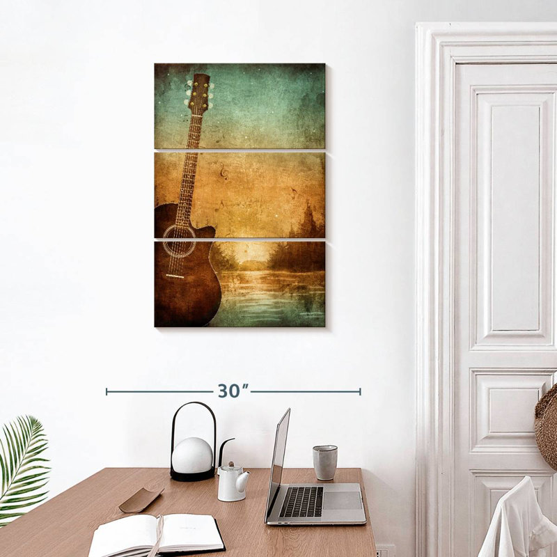 Abarca, lac grunge et guitare, H 32 po x l 20 po