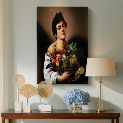 Garçon avec un panier de fruits - Toile tendue avec châssis par Caravaggio