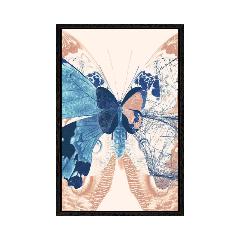 Butterfly Triptych II - Painting on Canvas, Black Framed, 152.4cm H x 101.6cm W x 3.81cm D
