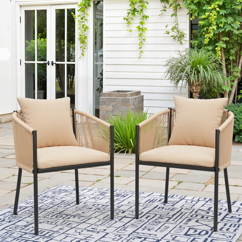 Wilmette Metal Dining Chair with Cushions, Beige