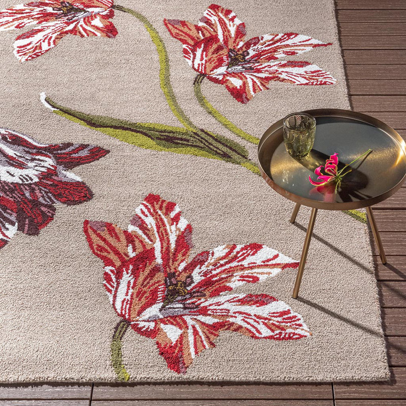 Floral Area Rug in Burgundy/Green/Brown, Rectangle 8'2" x 11'6"