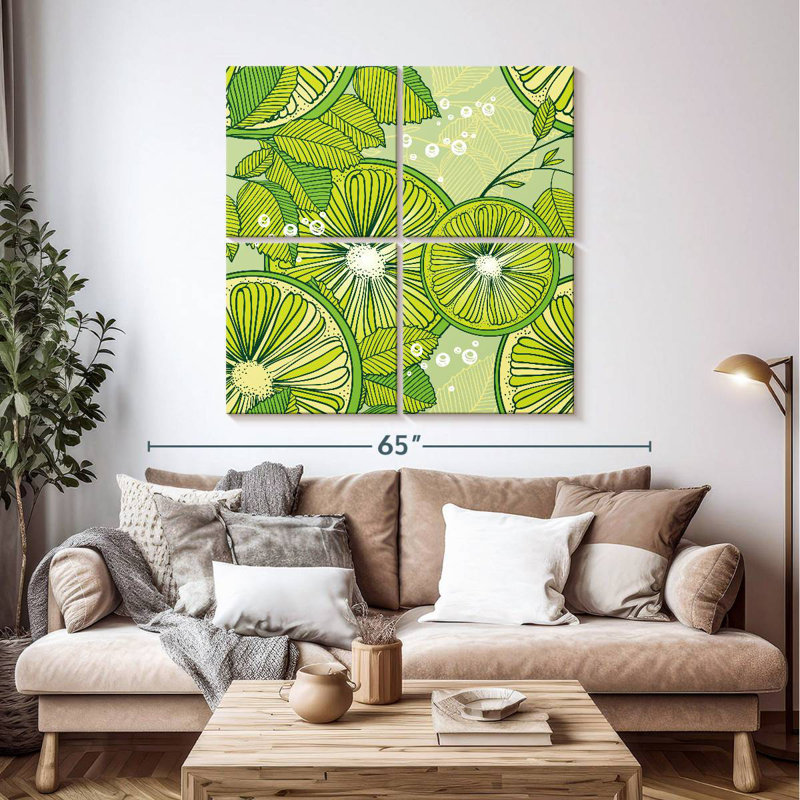 Yarlin Lime And Mint Pattern, 45" H x 45" W