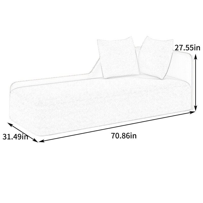 Chaise longue rembourrée Sundi, Accoudoir à droite (vu de face)