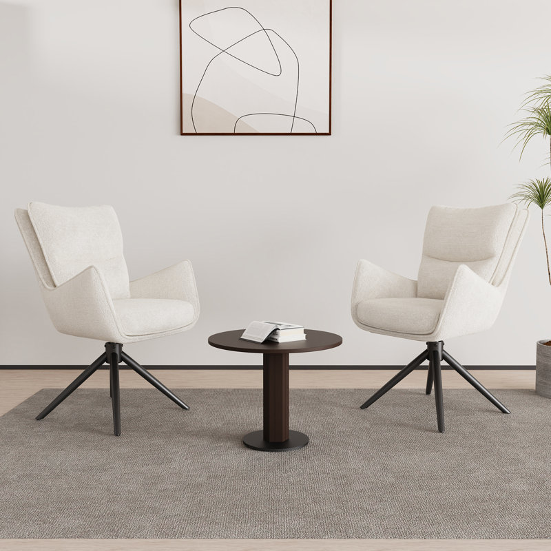 Modern Rotatable Chenille Upholstered Accent Chair, Beige