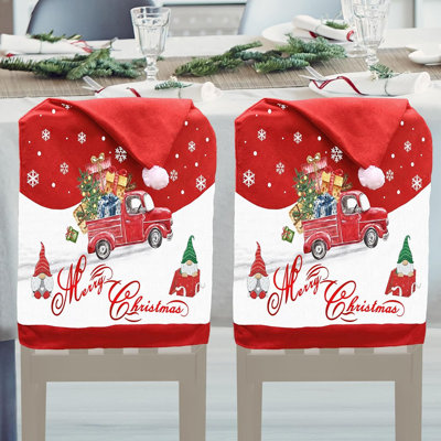 Housses de chaises de Noël - rouge - ensemble de 4, conception de chapeau de père Noël, housses de chaises de salle à manger d'intérieur, décor des Fêtes