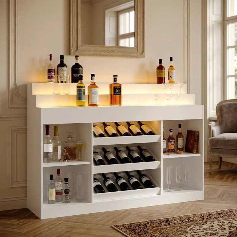 Support à vin de 56,3 po avec éclairage à DEL USB