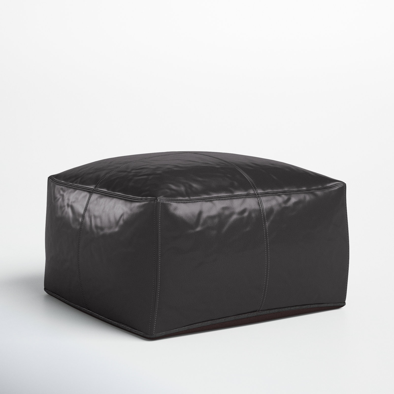 Emily 22" Genuine Leather Pouffe
