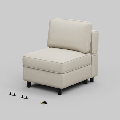 Fauteuil simple en velours, fauteuil sans accoudoirs pour canapé modulaire