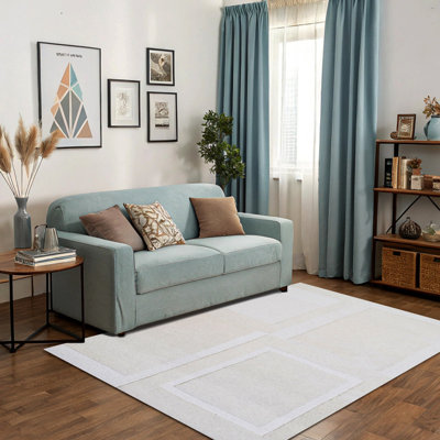 (5' x 8' ft) Hand Tufted Wool Carpet with Latex Back, Anti-Skid Carpet