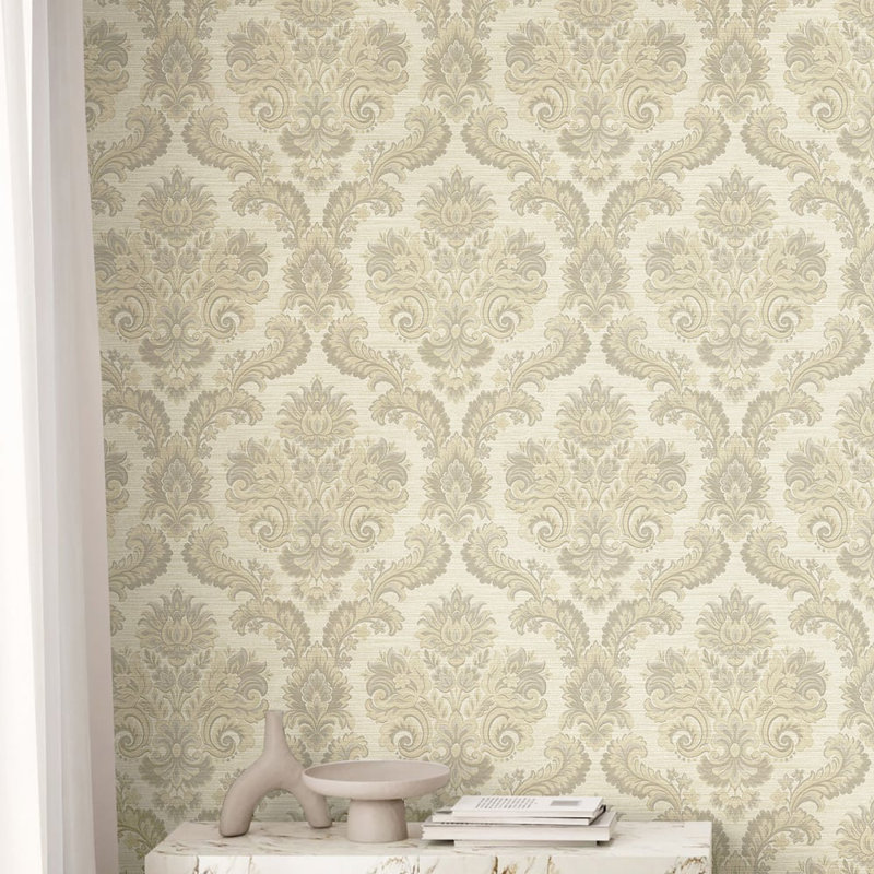 Ornamenta Collection Floral Damask Wallpaper Roll, Gold