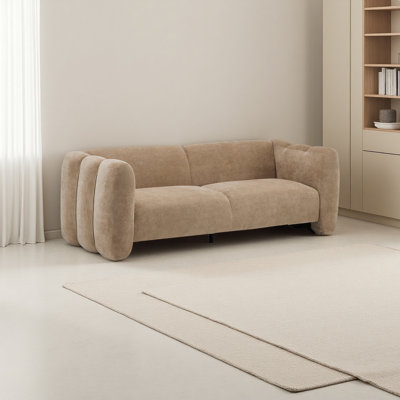 Canapé bouclé robuste de 83 po à 3 places, design ondulé, salon, chambre à coucher, bureau d'appartement