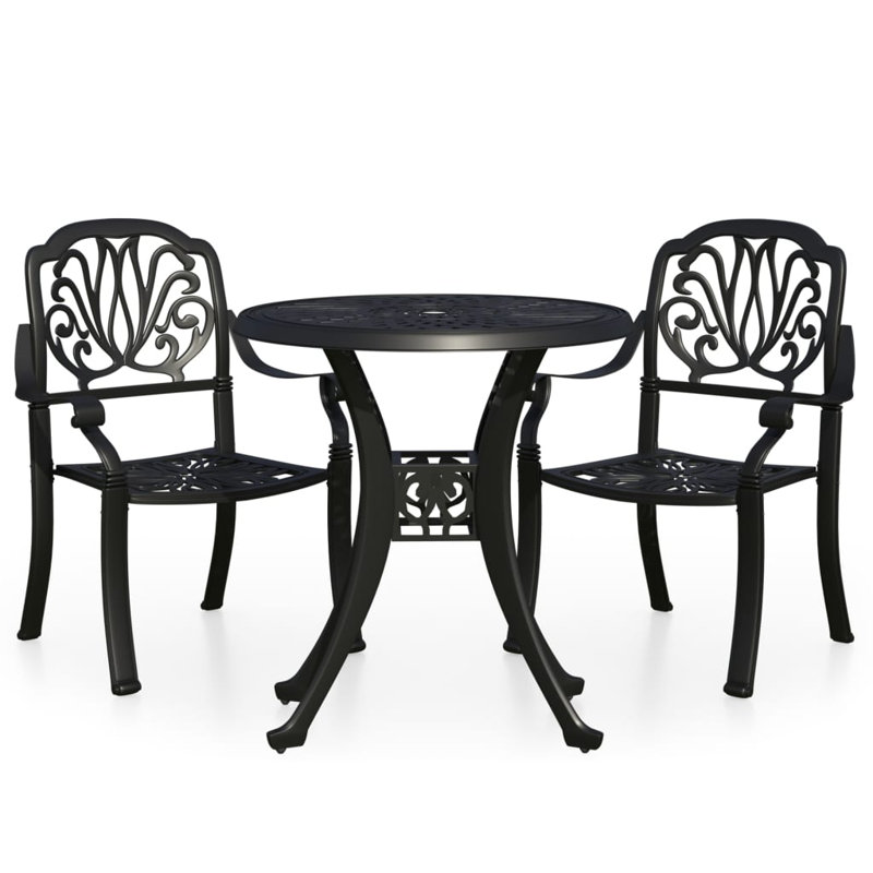 Bantry 2 - Person Patio Dining Set with Round Table, Black