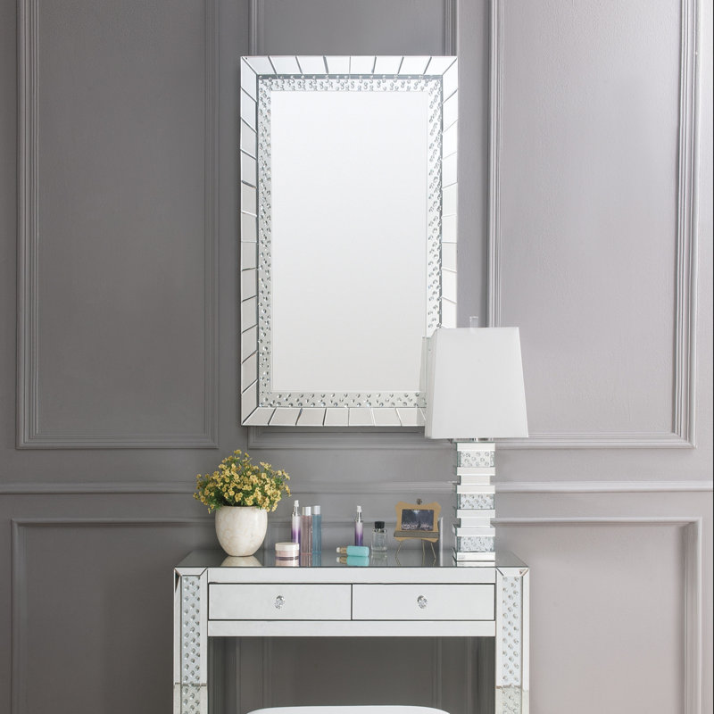 Miroir d'appoint en miroir et faux cristaux