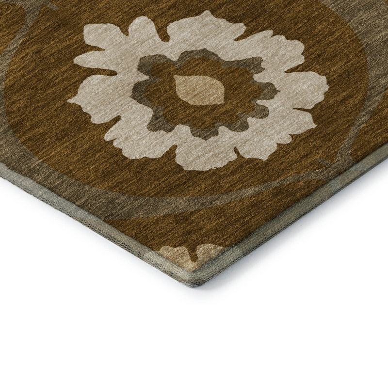 Premium Machine Washable Prisco Mocha Rug, Rectangle 10' x 14'