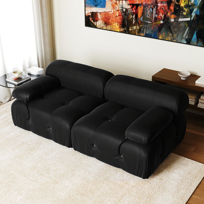 Causeuse cylindrique 69,3 po Cylar, Velours noir
