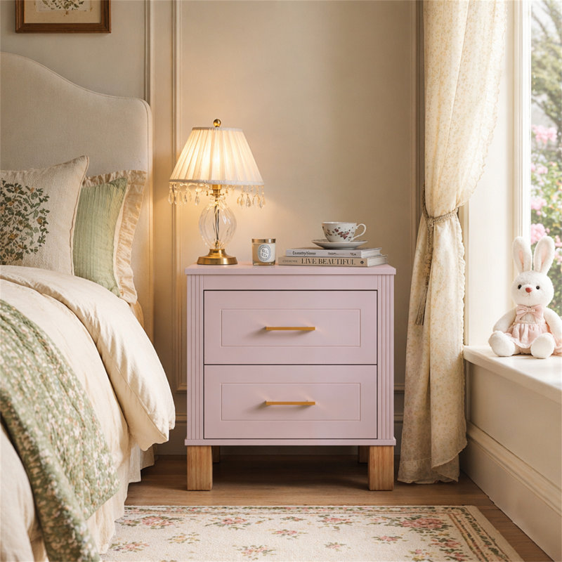 Table de chevet 2 tiroirs, Pink
