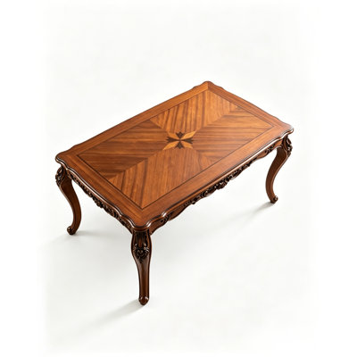 59.06"Solid Oak Wood Carved Rectangular Large Slab Dining Table