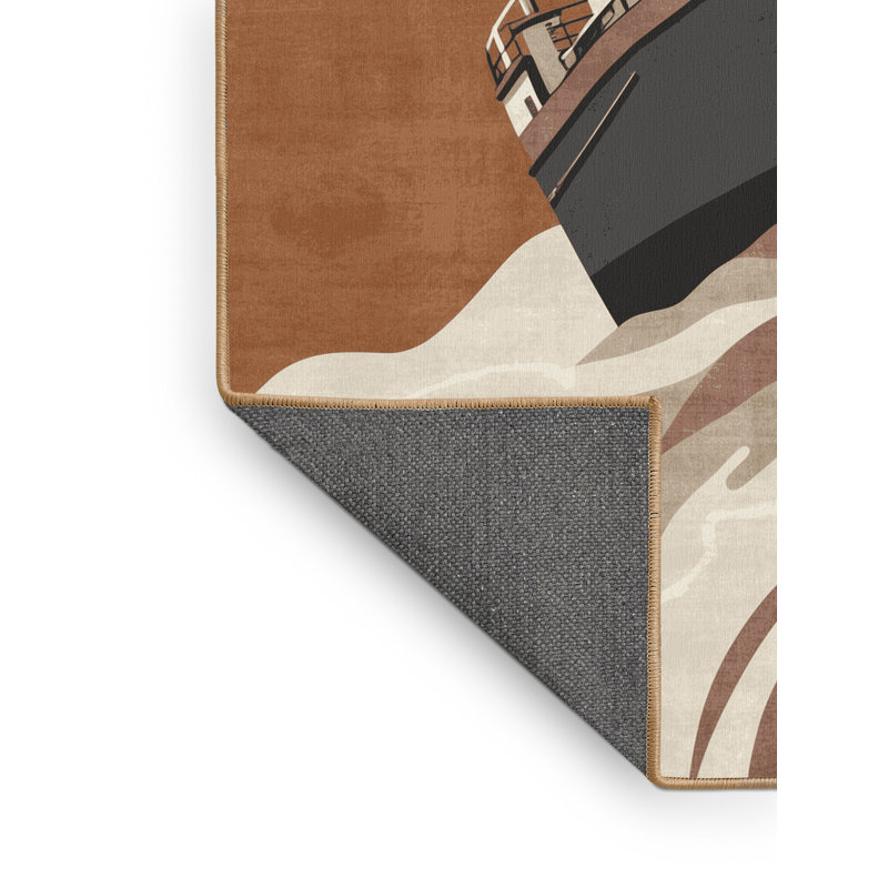 Tapis scandinave doux et moelleux en barge Ehlers River - brun clair, 6 X 9