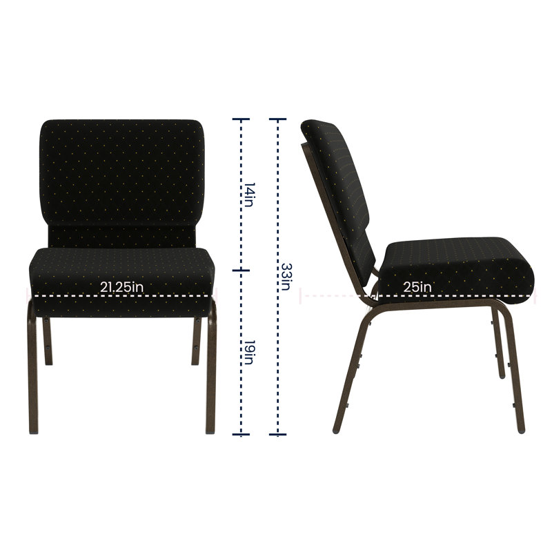 Chaise de jardin empilable 21 po Maevis, Noir, Filon doré