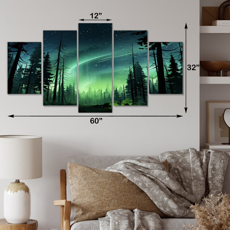 «Canadian Boreal Ballet III - Northern Lights Multipanel», art mural