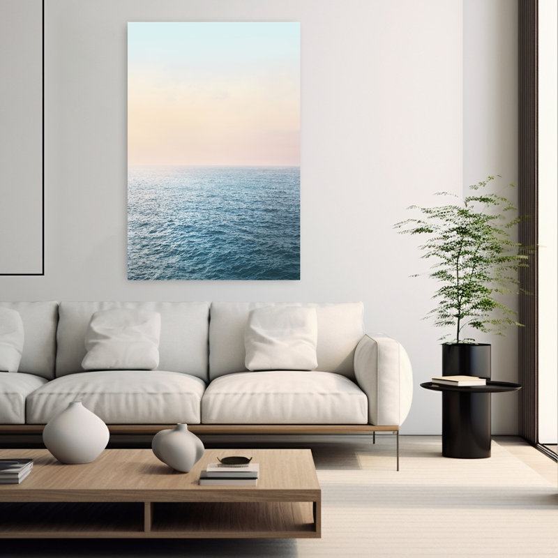 Art contemporain, paysage côtier abstrait, H 60 po x l 40 po