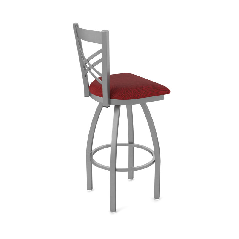 Tabouret pivotant 820 Catalina, Tabouret de bar (siège d'une hauteur de 30 po), Tissu - rubis graphique, Acier Inoxydable