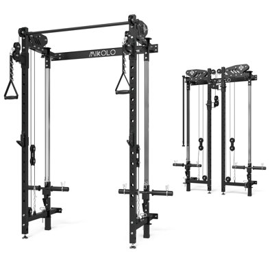 Mikolo Power Rack, Folding Wall-Mounted Design, Cable Crossover And Lat Pulldown For Home Gym