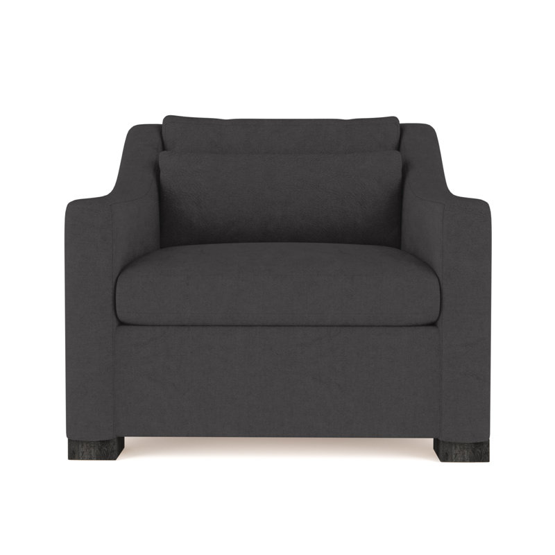 Crosby Armchair, Vintage Leather Graphite, 32.5" H x 35" W x 43" D, Ebony