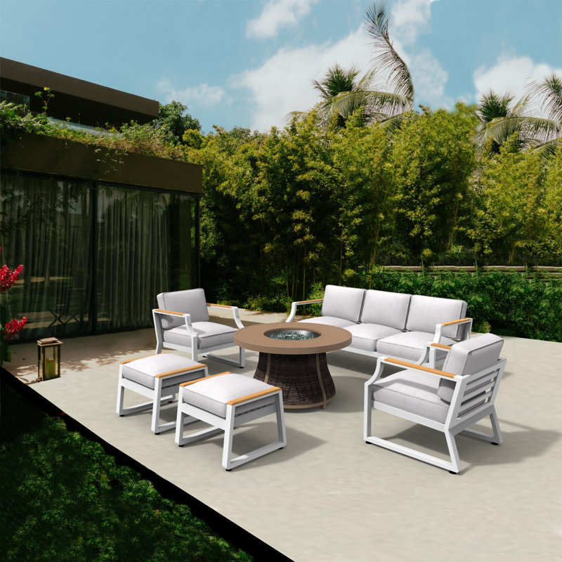 Kimio 7 - Person Patio Conversation Set with Cushions