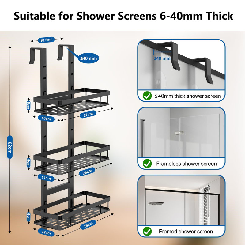 Over-the-Door Bath Caddy, Black