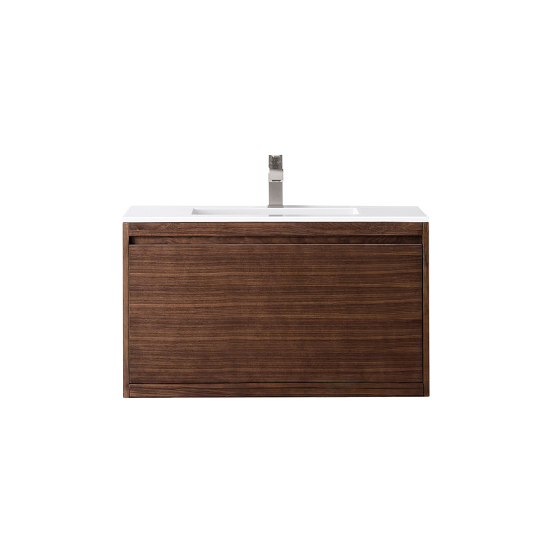Mantova 31.5'' W Single Vanity, Charcoal Black, Mid Century Walnut, 31.5'' W