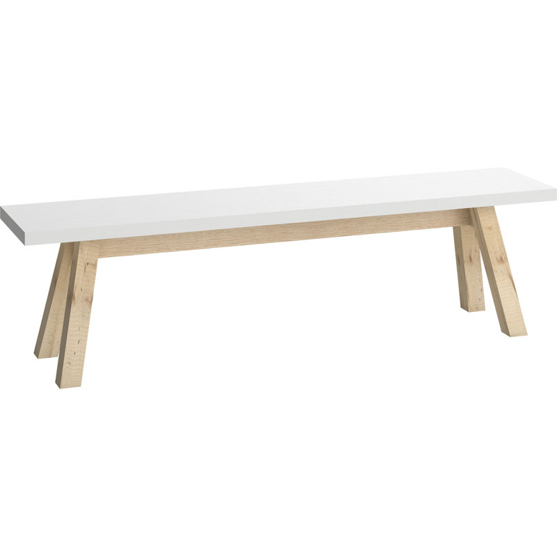 Reba Wood Bench, White/Oak
