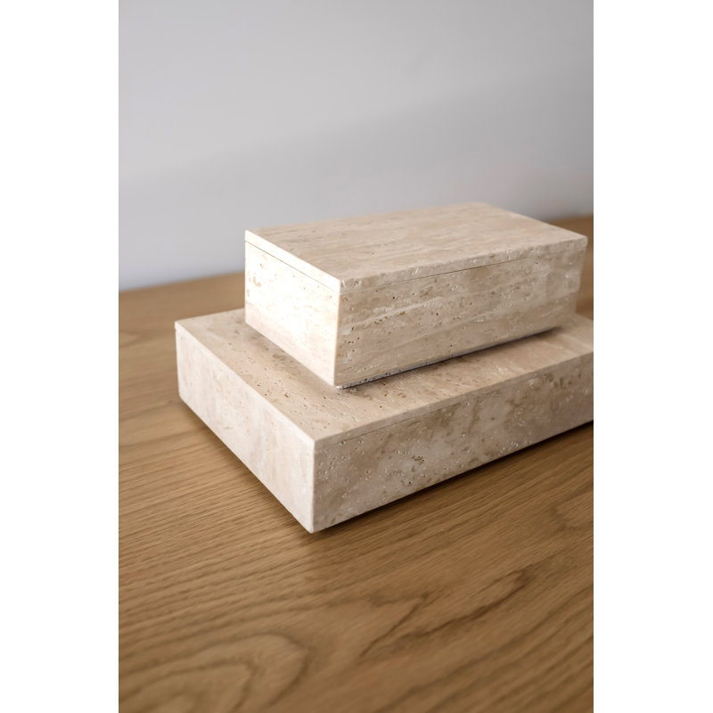 Hilton Travertine Storage Box, Large