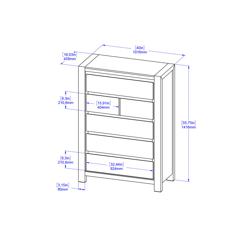 Commode 6 tiroirs Modern Light