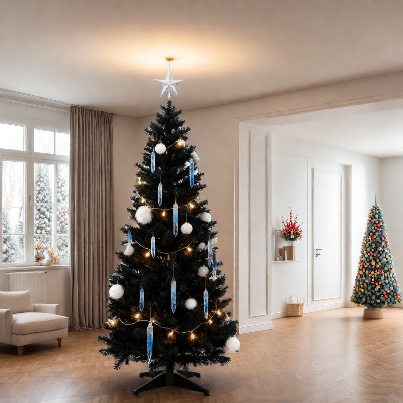 Arbre de Noël mince peu encombrant, plastique durable, style crayon moderne pour les réunions de famille