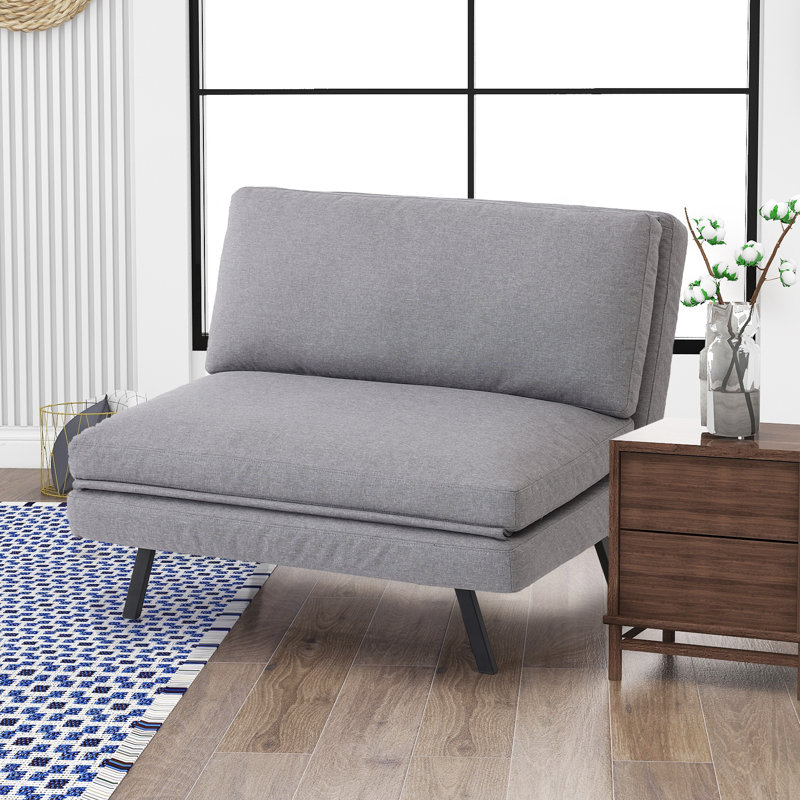 Joslyn Twin 37.5'' Upholstered Futon Chair, Gray Polyester Blend
