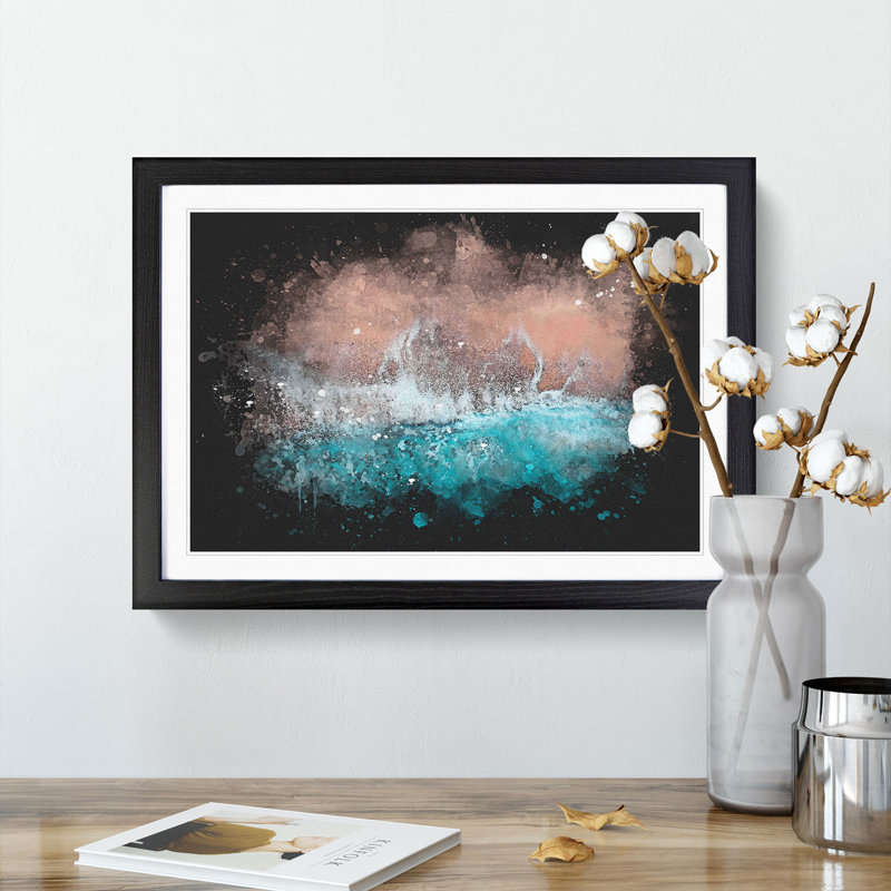South Beach Miami Florida - Picture Frame Graphic Art, 24cm H x 33cm W x 2cm D, Black Framed