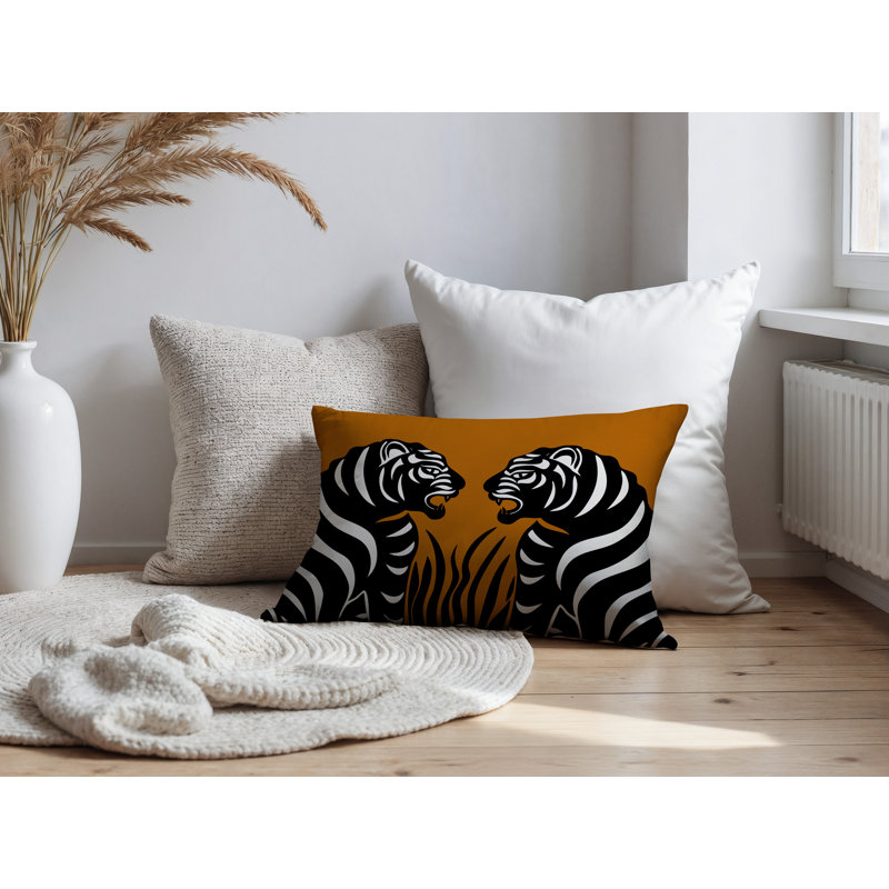 Oreiller rectangulaire réversible intérieur / extérieur Pulo Tiger, Orange, H 25 po x l 18 po