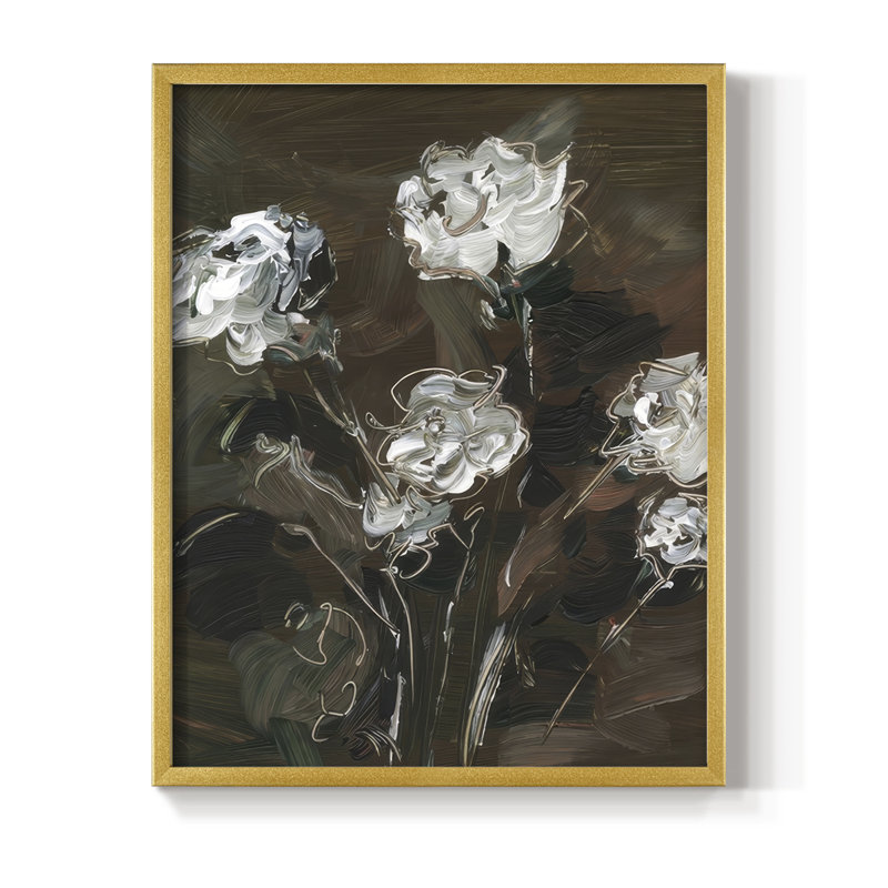 «White & Copper Floral II», reproduction encadrée - bois massif, H 21 po x l 17 po, Doré
