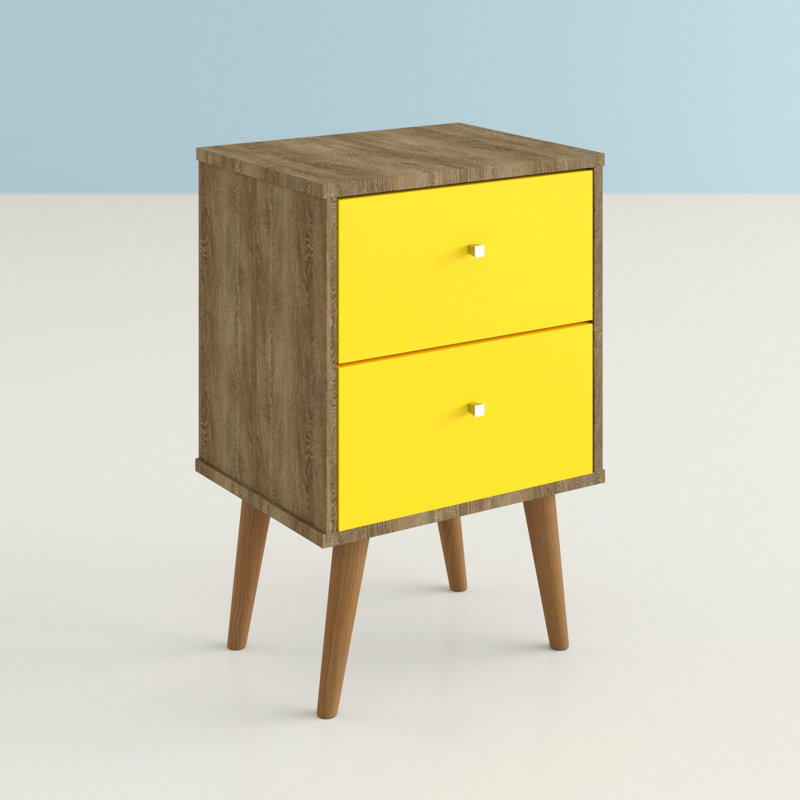 Darryl 17.72'' W Nightstand, Rustic Brown/Yellow
