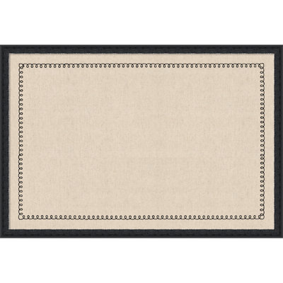 Framed Fabric Magnetic Board Black Scalloped Edge Printed Linen Bulletin Board