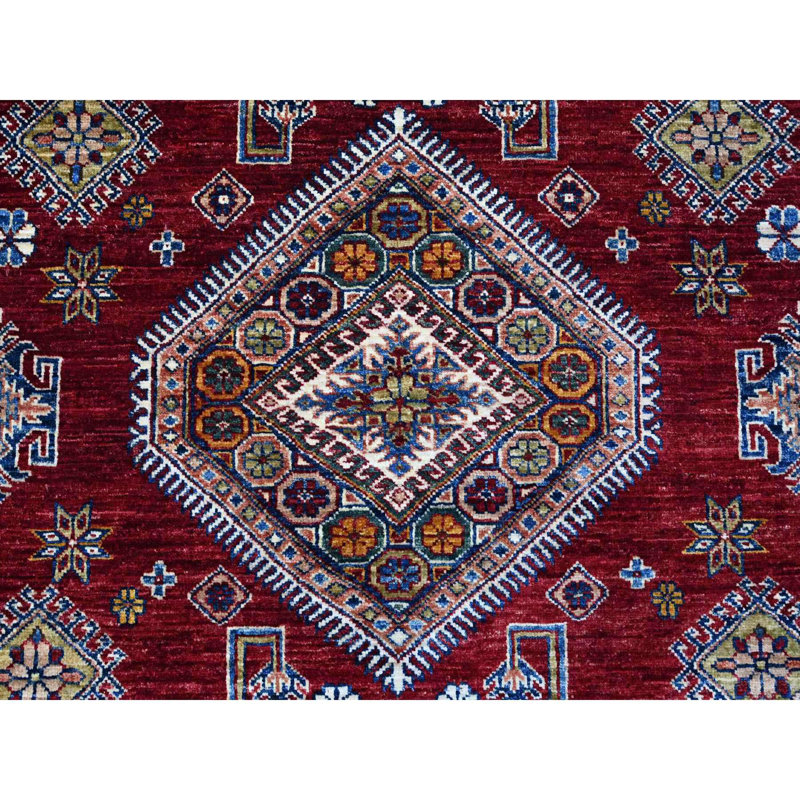 Tapis oriental super en laine noué à la main 8 pi 1 po x 10 pi 3 po super Kazak