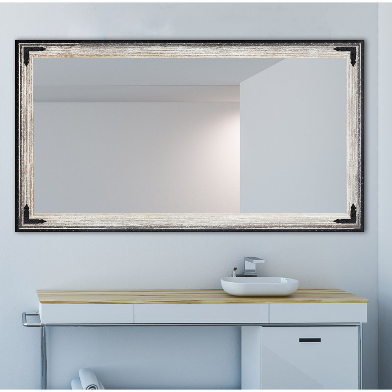 Miroir de salle de bain, Brun brossé, H 35 po x l 70 po