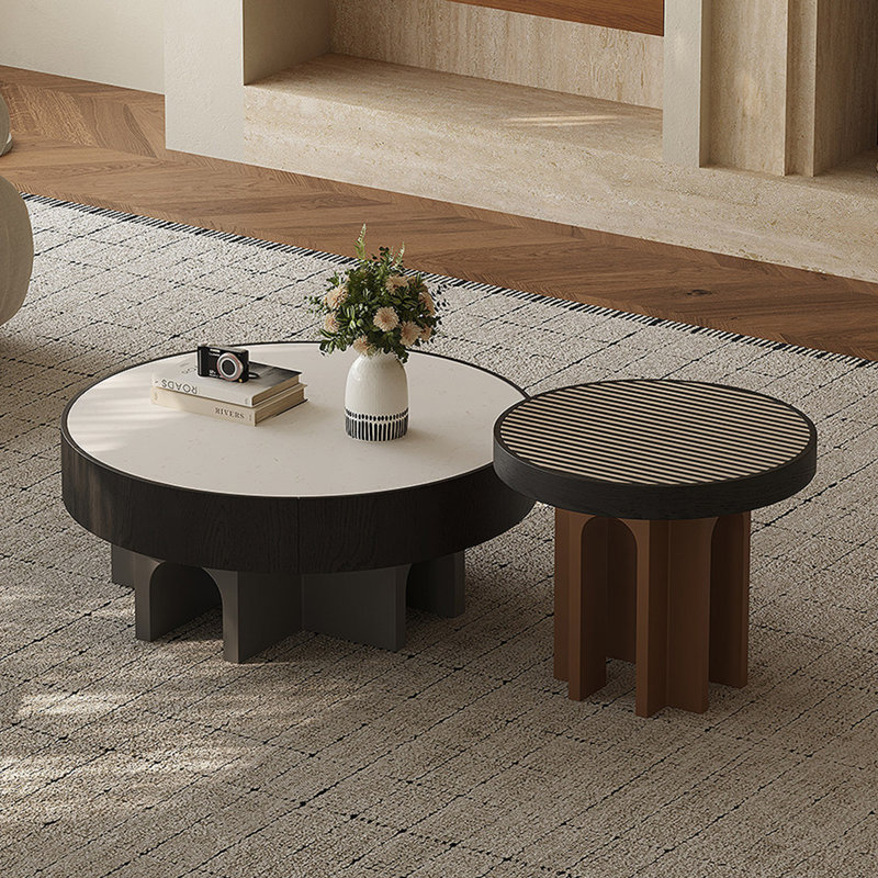 Italian minimalist round coffee table set