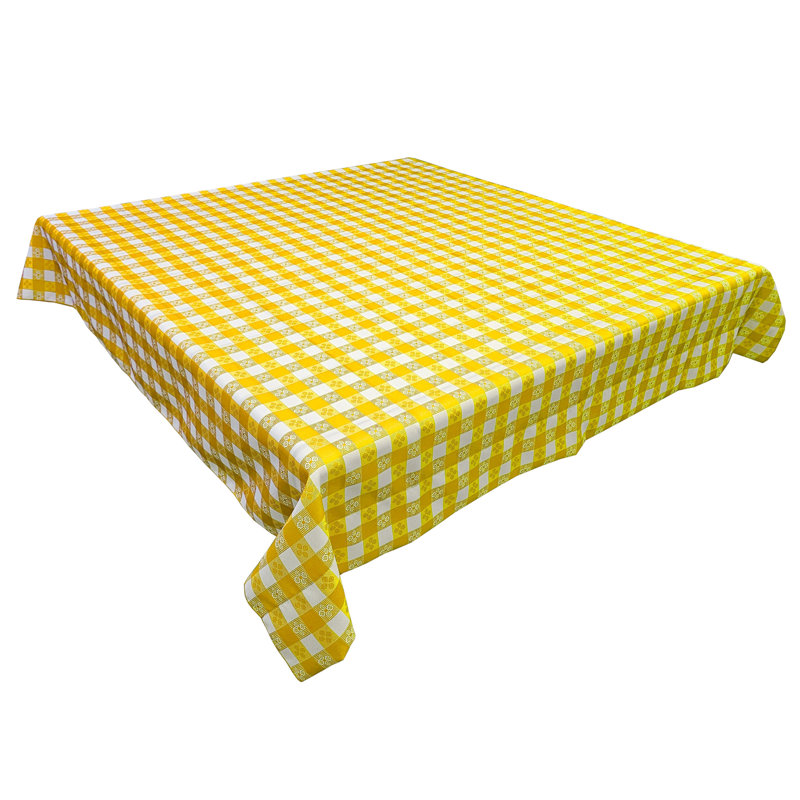 Poplin Tavern Gingham Checkered Polyester Tablecloths, Yellow, 48" Square