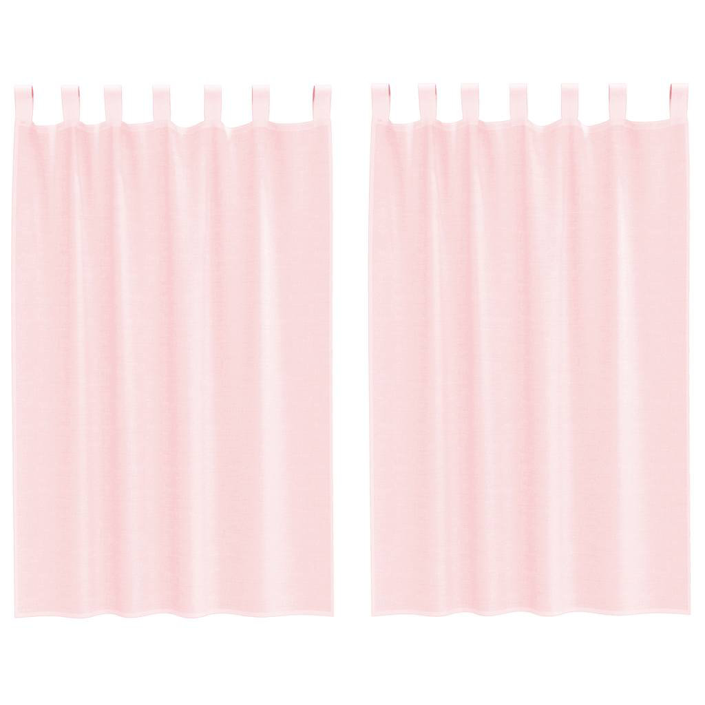 Vidaxl Voile Curtains With Loops 2 Pcs Light Pink 140X175 Cm - Image 2