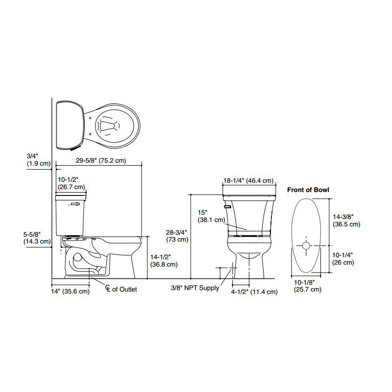 Wellworth® 1.28 GPF Water Efficient Round Two-Piece toilet (Seat Not Included), White, Right-Hand